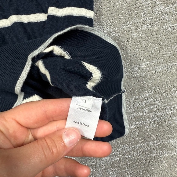 La Ligne Navy Blue Striped 100% Cotton Crew Neck Long Sleeve Sweater Size Small - Picture 5 of 6